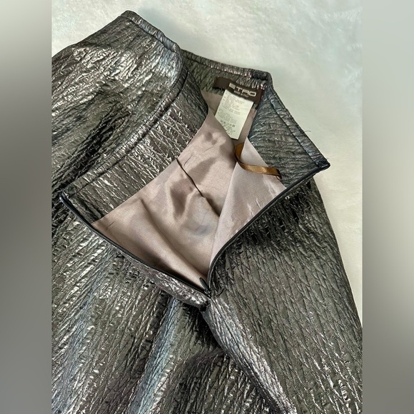 ETRO Dark Silver Wool Blent Knee Length Pleated Skirt Size 38 - Picture 10 of 10